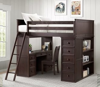 Full Loft Chest Desk W/ Ladder Weathered Espresso